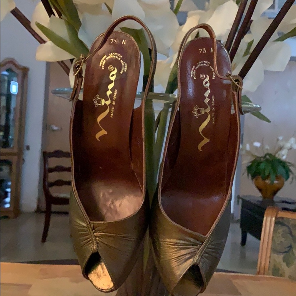 GOLD NINA SLING BACKS